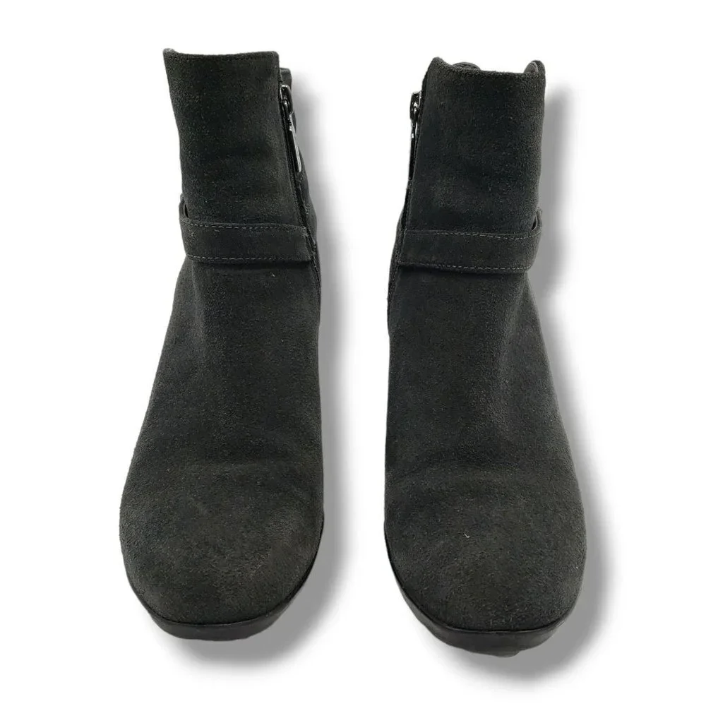 Blondo Lacey Wedge Bootie Womens‎ 7.5 Gray Waterproof Suede B5213-3